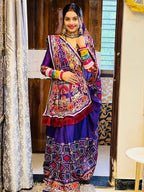 Royal Purple Heavy Soft Silk Saree with "Shubh Laabh" Embroidery & Designer Blouse