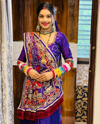 Royal Purple Heavy Soft Silk Saree with "Shubh Laabh" Embroidery & Designer Blouse