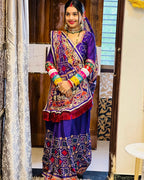 Royal Purple Heavy Soft Silk Saree with "Shubh Laabh" Embroidery & Designer Blouse