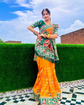 Orange Yellow & Green "Sada Saubhagyavati" Soft Silk Saree with Royal Doli Pallu