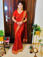 Premium Pure Viscose Red Gharchola Saree – Sada Saubhagyavati Bhava Collection