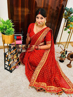 Premium Pure Viscose Red Gharchola Saree – Sada Saubhagyavati Bhava Collection