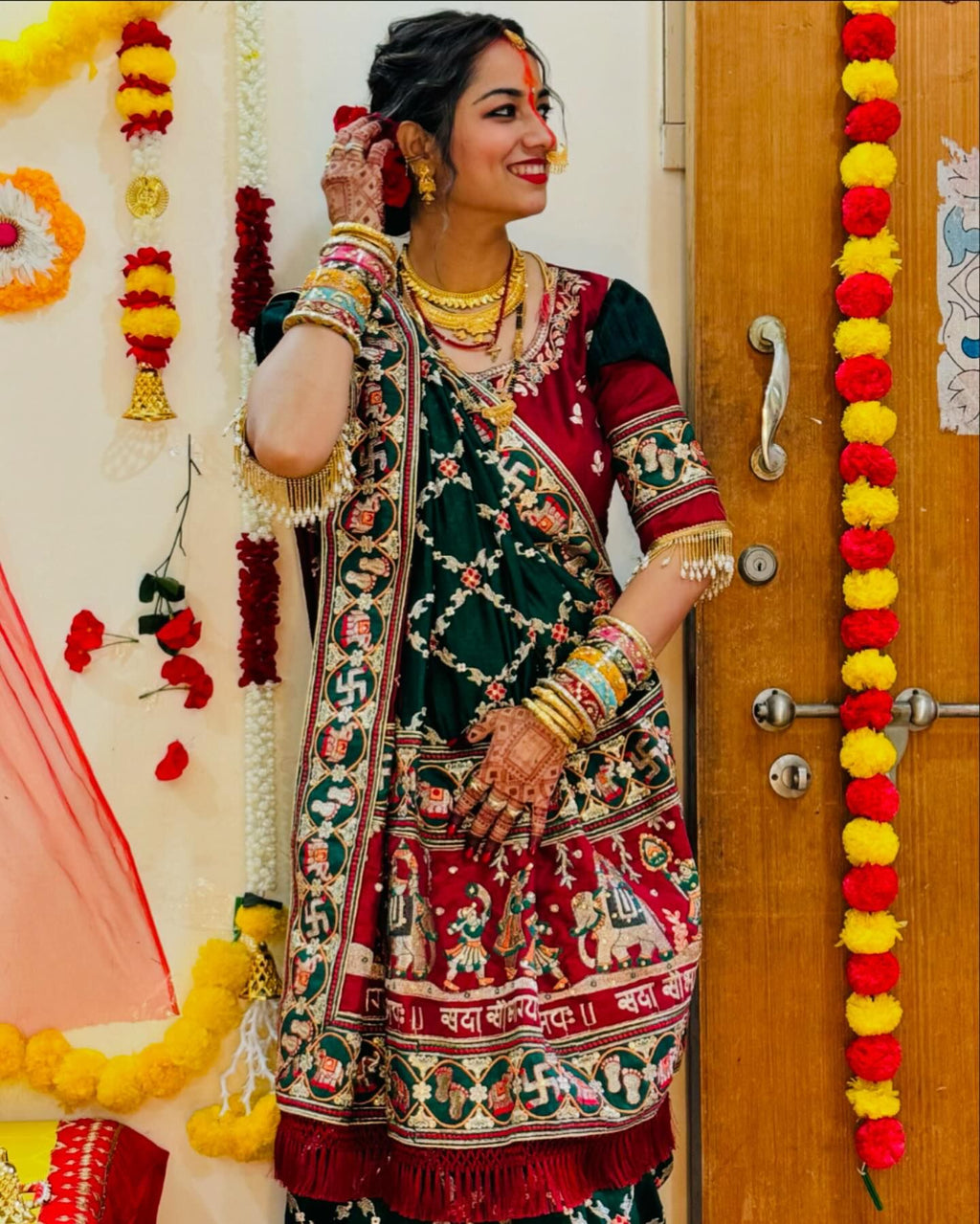Premium Green & Maroon Panetar Patola Wedding Saree Collection – Shubh Laabh 2
