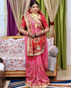 Tulsi Vat Savitri Special: Pink Vichitra Silk Saree with Narrative Embroidery & Latkan Tassels