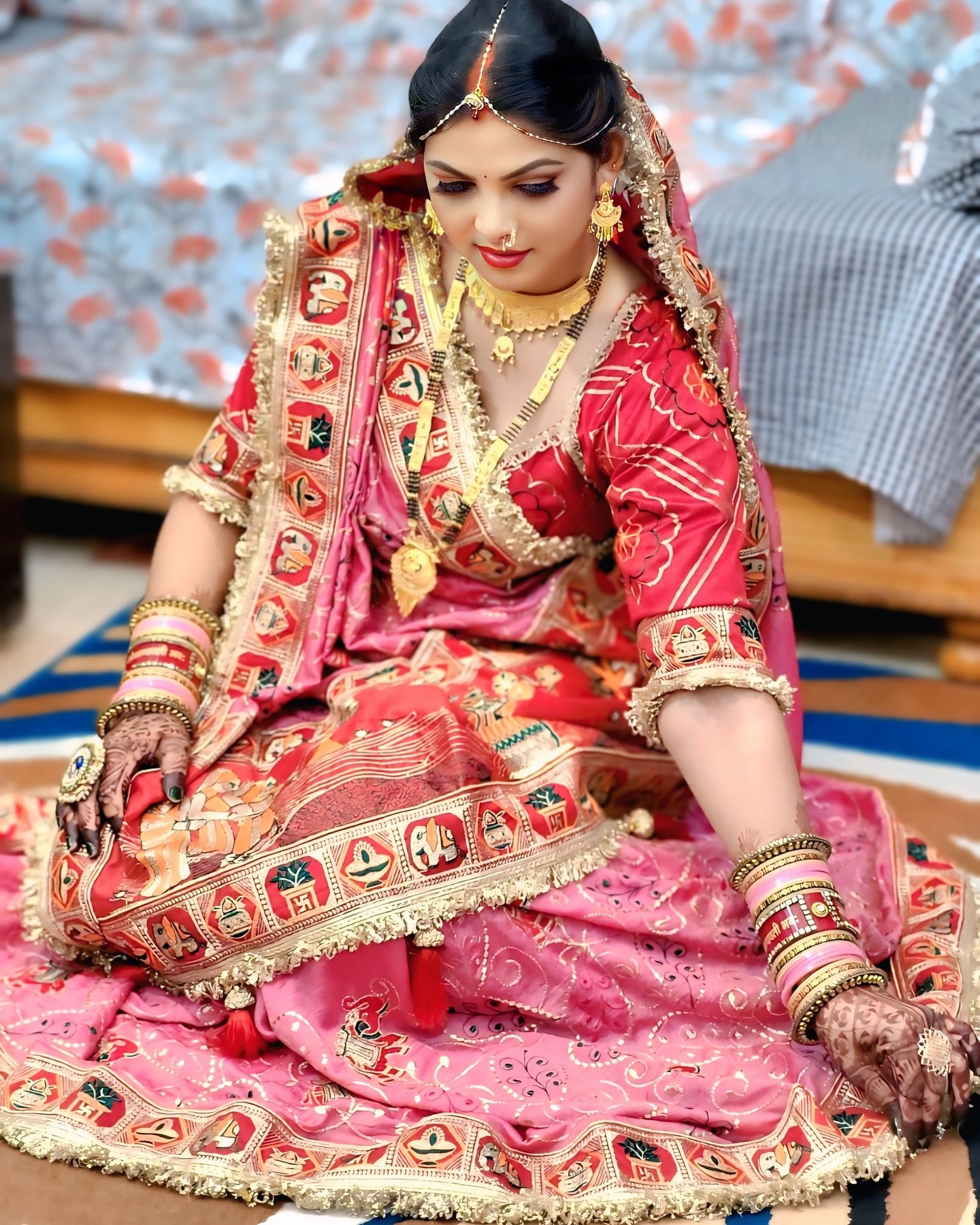 Tulsi Vat Savitri Special: Pink Vichitra Silk Saree with Narrative Embroidery & Latkan Tassels