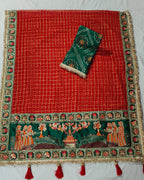 Premium Pure Viscose Red Gharchola Saree – Vat Savitri Special Edition