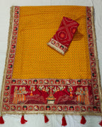 Premium Pure Viscose Yellow Gharchola Saree – Vat Savitri Special Collection