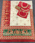 Off White Maroon & Green Traditional Premium Wedding Panetar Patola Saree – Shubh Laabh 2