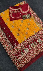 Premium Orange Yellow & Maroon Colour Panetar Patola Silk Saree – Shubh Laabh 2 Wedding Collection