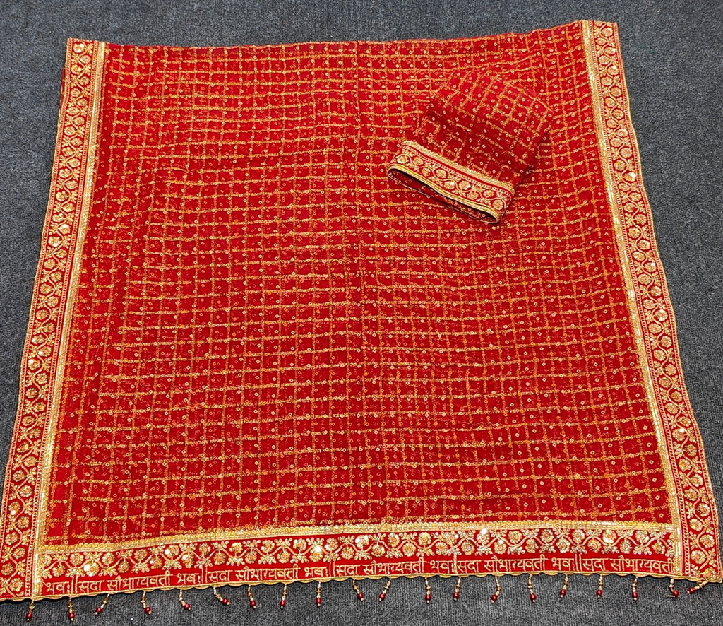 Premium Pure Viscose Red Gharchola Saree – Sada Saubhagyavati Bhava Collection