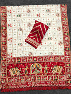 Classic White & Maroon Panetar Silk Saree with Royal Doli Pallu – Saubhagyavati Bhava Edition