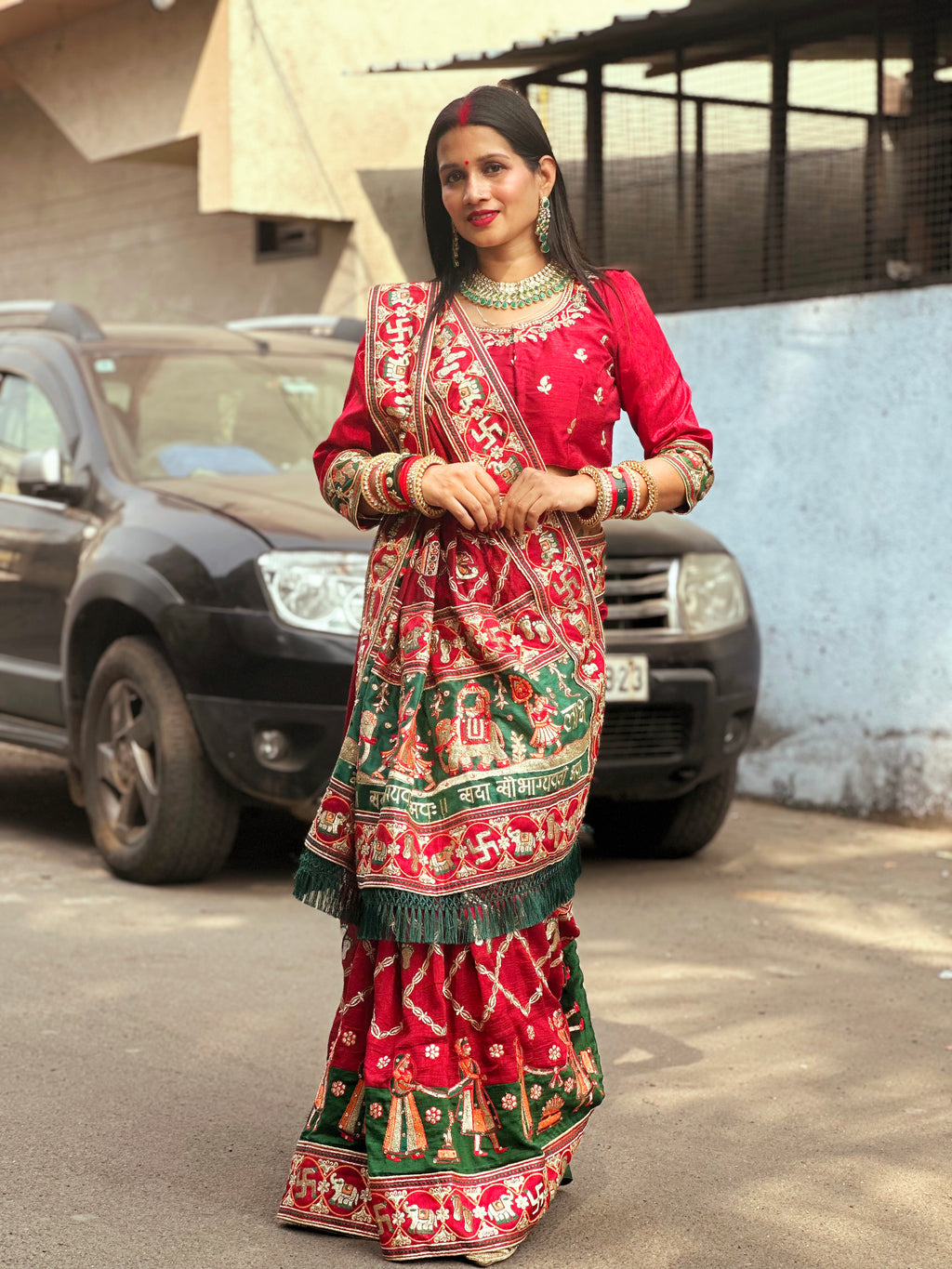 Premium Maroon & Green Traditional Wedding Panetar Patola Saree – Shubh Laabh 2
