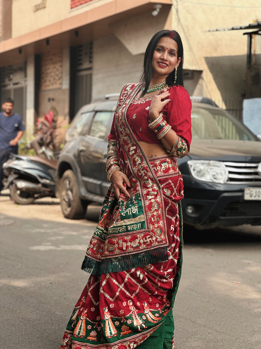 Premium Maroon & Green Traditional Wedding Panetar Patola Saree – Shubh Laabh 2