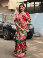 Premium Maroon & Green Traditional Wedding Panetar Patola Saree – Shubh Laabh 2