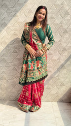 Red & Green Panetar Style Soft Silk Saree with Royal Doli Pallu – Saubhagyavati Bhava Edition
