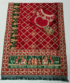 Premium Maroon & Green Traditional Wedding Panetar Patola Saree – Shubh Laabh 2