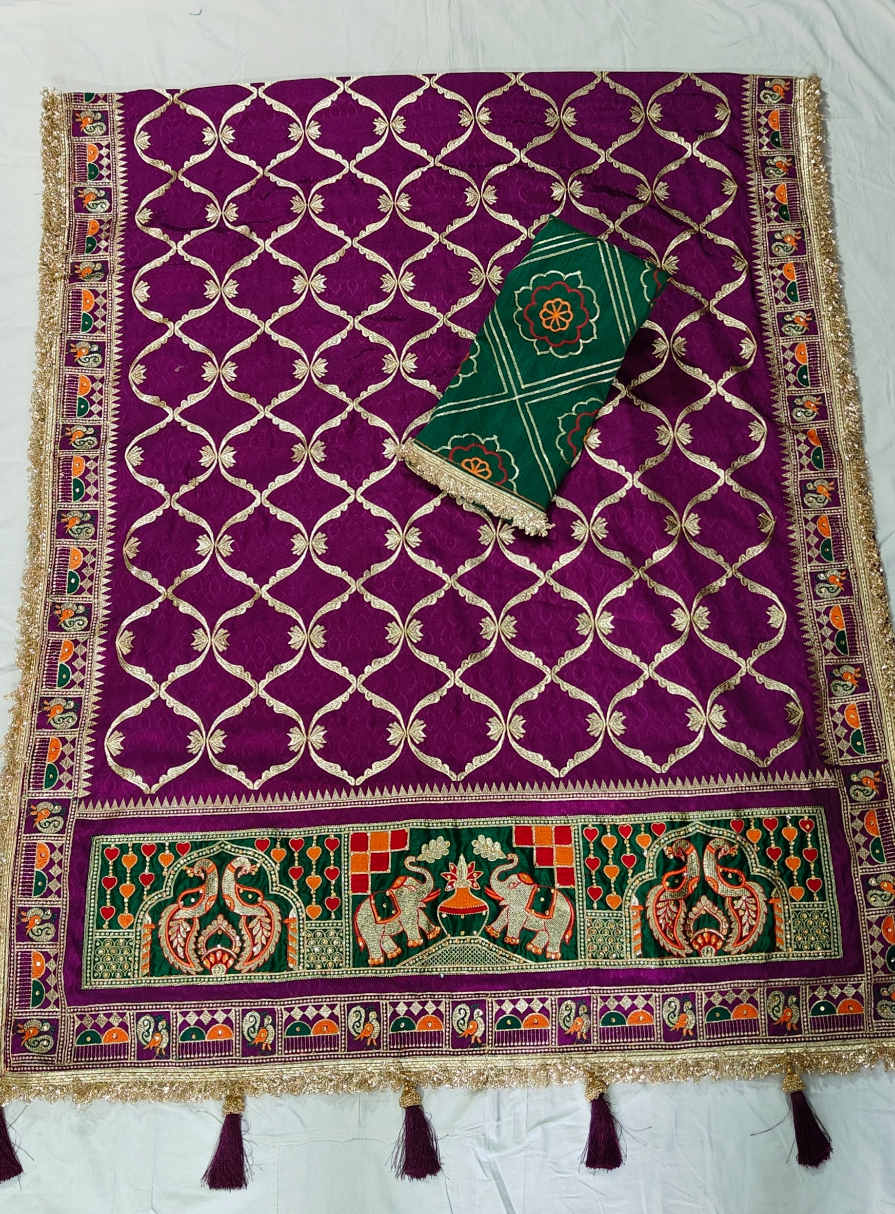 Krisha Premium Wine Purple Pure Jacquard Silk Saree