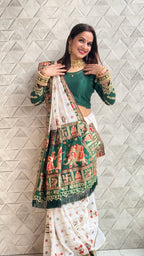 White & Green Panetar Patola Silk Saree with Royal Doli Pallu – Saubhagyavati Bhava Edition