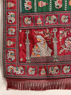 KAIRA-136 Royal Green & Maroon Silk Blend Saree with Traditional Patola Motifs and Heavy Embroidered Pallu