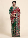 KAIRA-137 Heritage Silk Blend Saree in Royal Maroon & Emerald Green with Traditional Patola Motifs and Ornate Pallu
