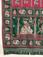 KAIRA-138 Radiant Dark Pink & Emerald Green Silk Blend Saree with Traditional Patola Grid Motifs and Embroidered Tassel Pallu