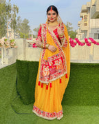 Premium Pure Viscose Yellow Gharchola Saree – Vat Savitri Special Collection