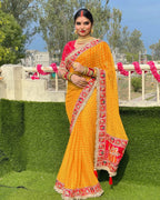 Premium Pure Viscose Yellow Gharchola Saree – Vat Savitri Special Collection