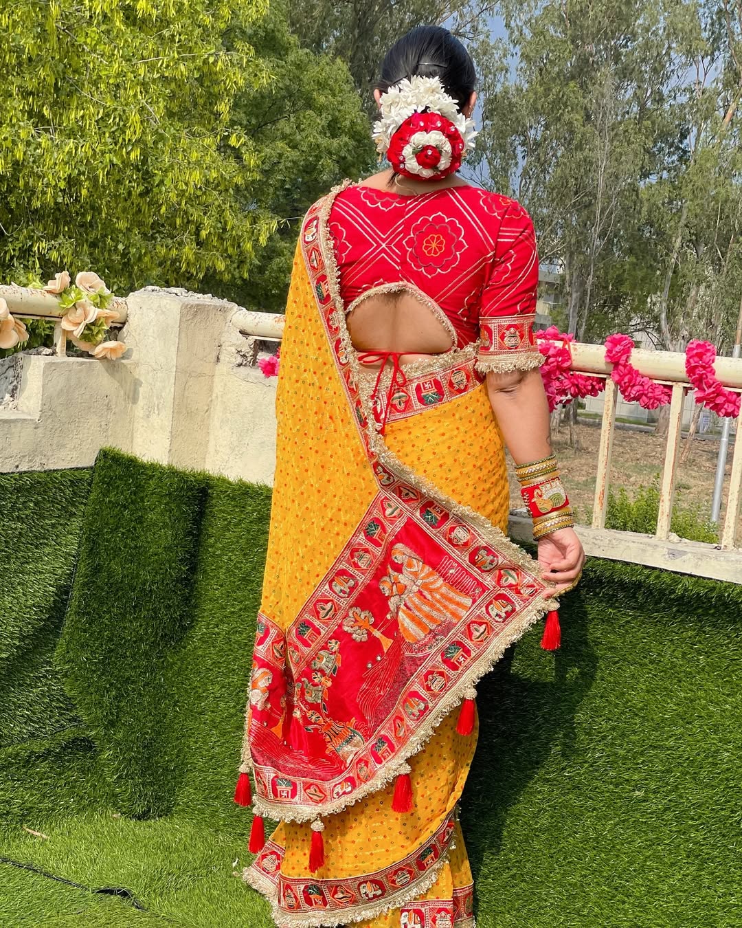 Premium Pure Viscose Yellow Gharchola Saree – Vat Savitri Special Collection