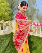 Premium Pure Viscose Yellow Gharchola Saree – Vat Savitri Special Collection