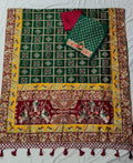 Kusum Green Sada Saubhagyavati Bhava Patola Saree – Heavy Embroidery & Designer Blouse