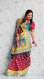 Kusum Maroon Sada Saubhagyavati Bhava Patola Saree – Heavy Embroidery & Designer Blouse