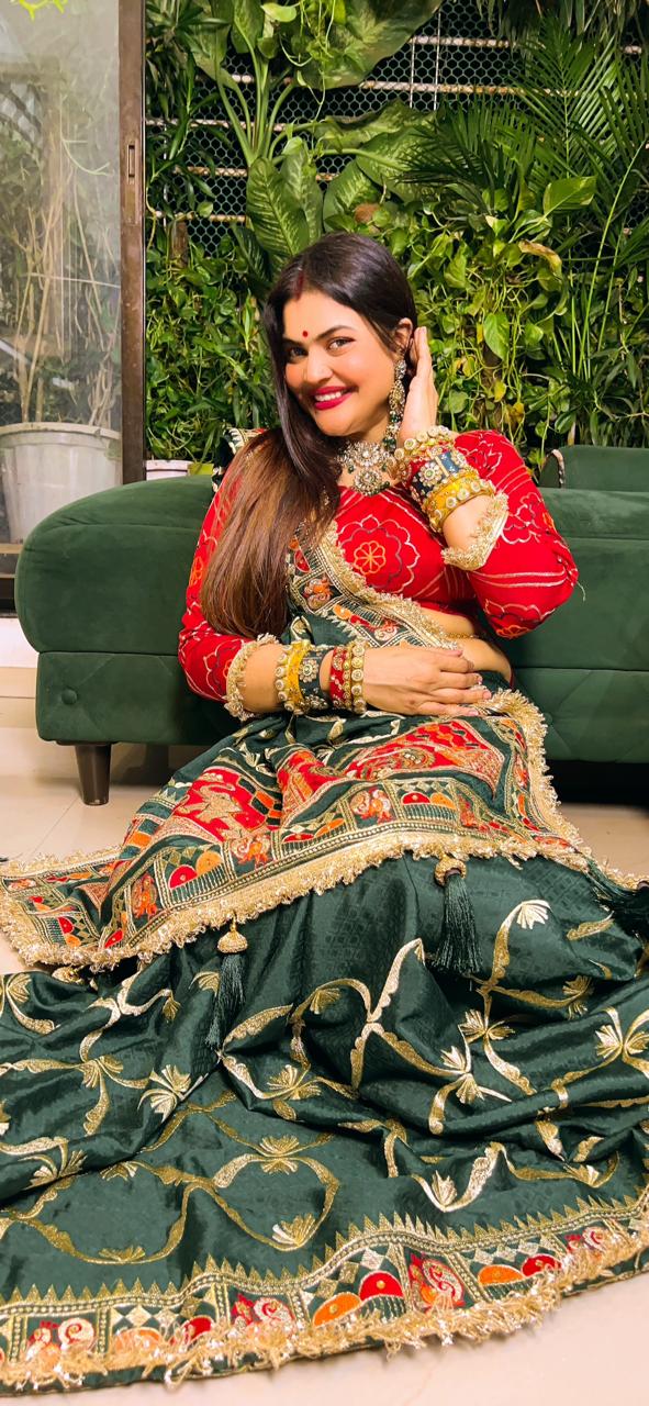 Krisha Green Premium Pure Jacquard Soft Silk Saree - Traditional Heritage Collection