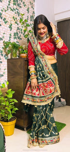 Krisha Green Premium Pure Jacquard Soft Silk Saree - Traditional Heritage Collection
