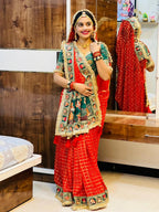Premium Pure Viscose Red Gharchola Saree – Vat Savitri Special Edition