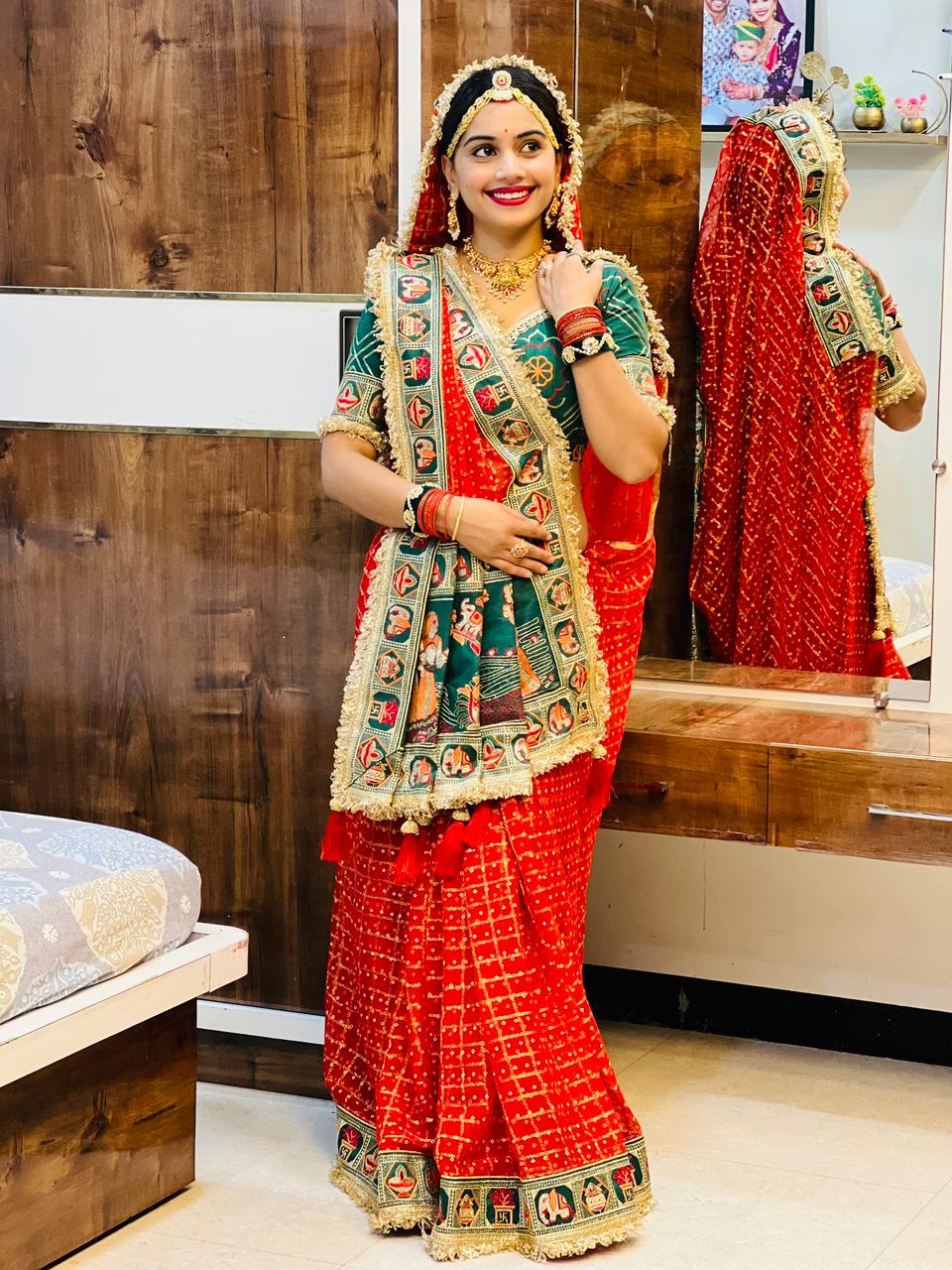 Premium Pure Viscose Red Gharchola Saree – Vat Savitri Special Edition