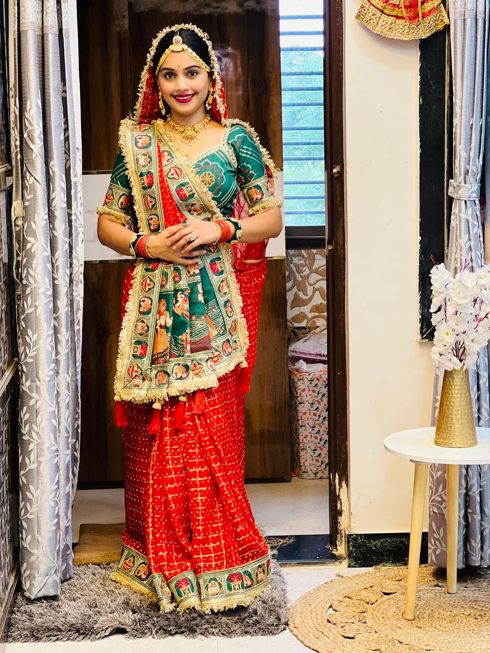 Premium Pure Viscose Red Gharchola Saree – Vat Savitri Special Edition