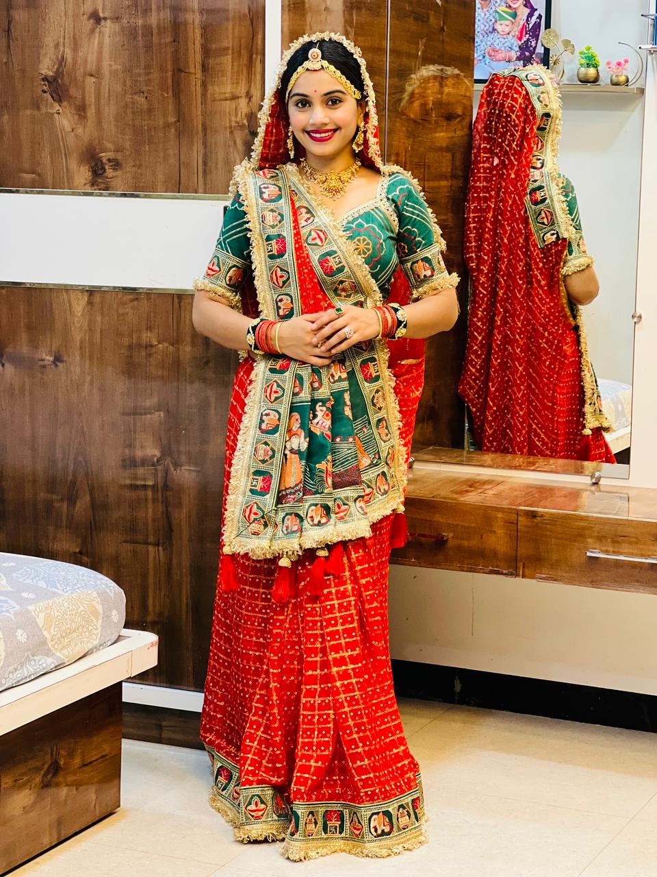 Premium Pure Viscose Red Gharchola Saree – Vat Savitri Special Edition