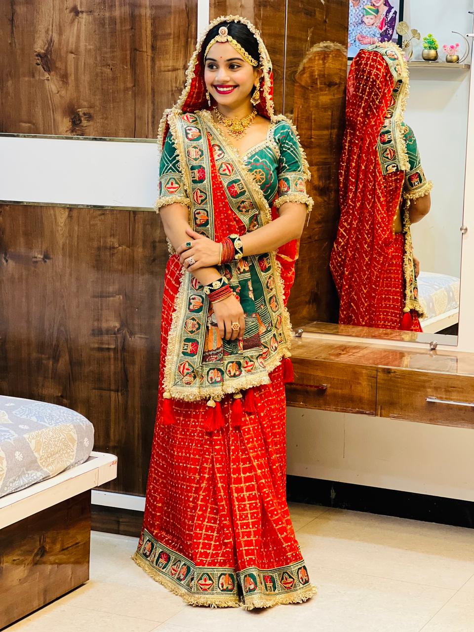 Premium Pure Viscose Red Gharchola Saree – Vat Savitri Special Edition