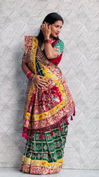 Kusum Green Sada Saubhagyavati Bhava Patola Saree – Heavy Embroidery & Designer Blouse
