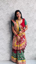 Kusum Green Sada Saubhagyavati Bhava Patola Saree – Heavy Embroidery & Designer Blouse