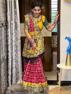 Kusum Pink Colour Sada Saubhagyavati Bhava Wedding Patola Saree