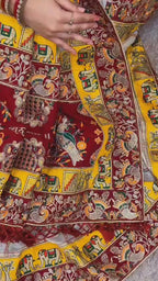 Premium Soft Silk Kusum Off White Maroon Patola Saree With Saubhagyavati Bhava Border