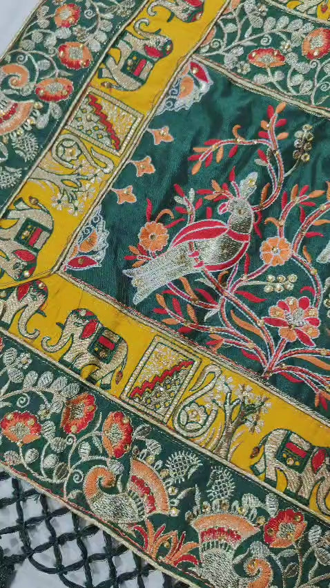 Kusum Dark Pastel Moonstone Blue Sada Saubhagyavati Bhava Wedding Patola Saree