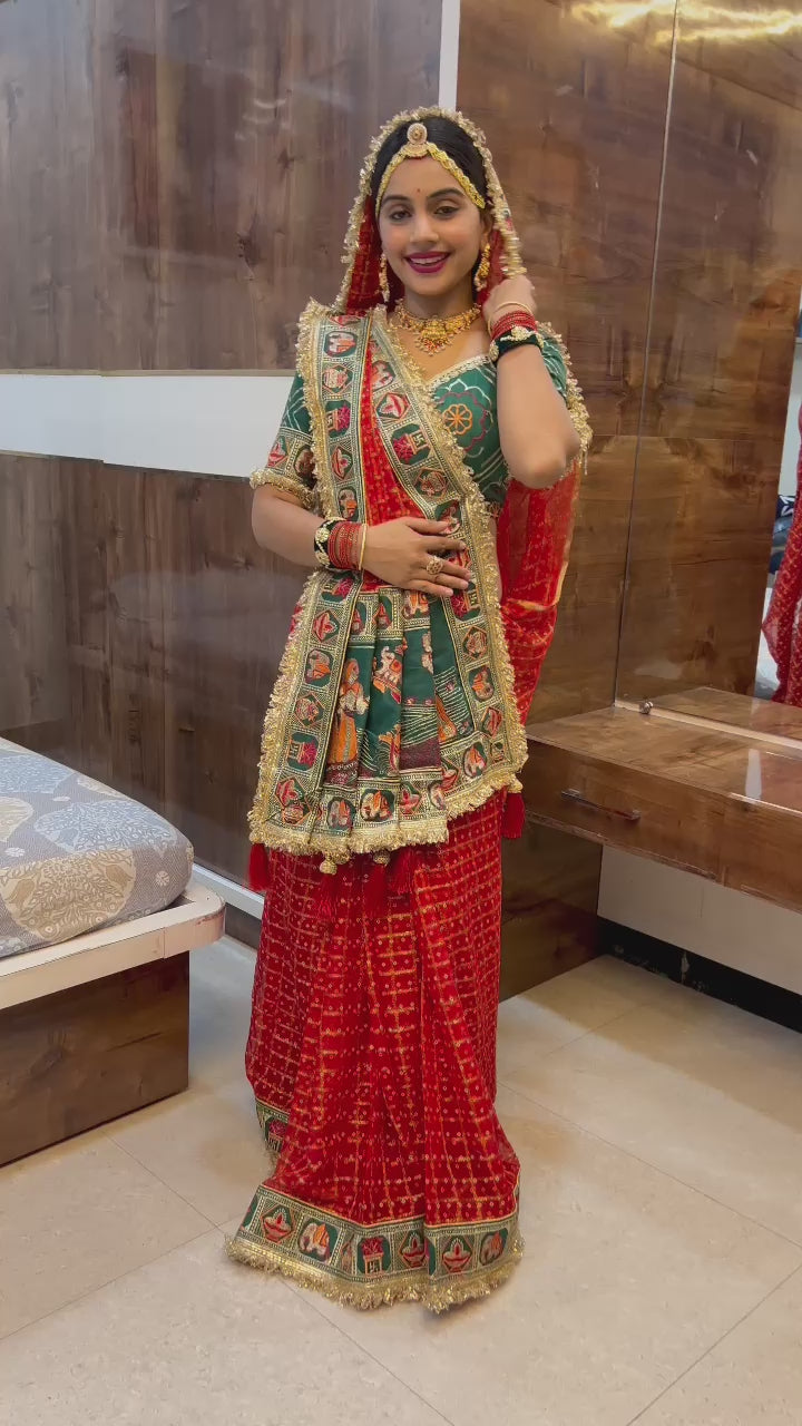 Premium Pure Viscose Red Gharchola Saree – Vat Savitri Special Edition