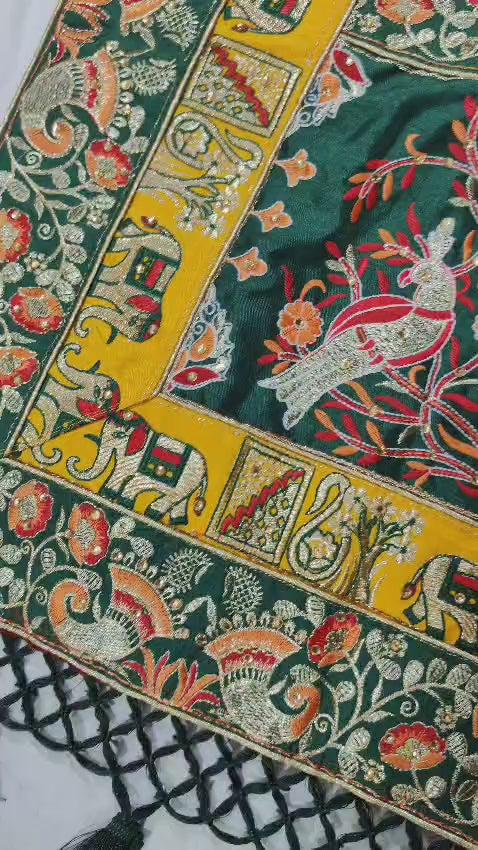 Kusum Maroon Sada Saubhagyavati Bhava Patola Saree – Heavy Embroidery & Designer Blouse
