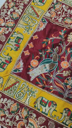 Premium Soft Silk Kusum Off White Maroon Patola Saree With Saubhagyavati Bhava Border